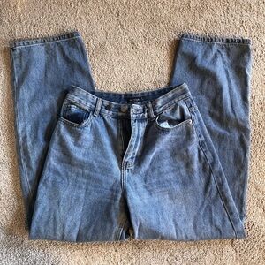 Nasty Gal wide leg high rise denim jean medium wash two waist button options s4